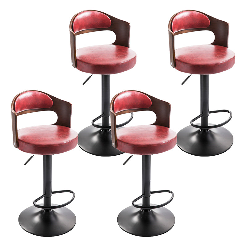 Modern Backrest Liftable Stool Iron Household Bar Stool with Cushion and Pedal