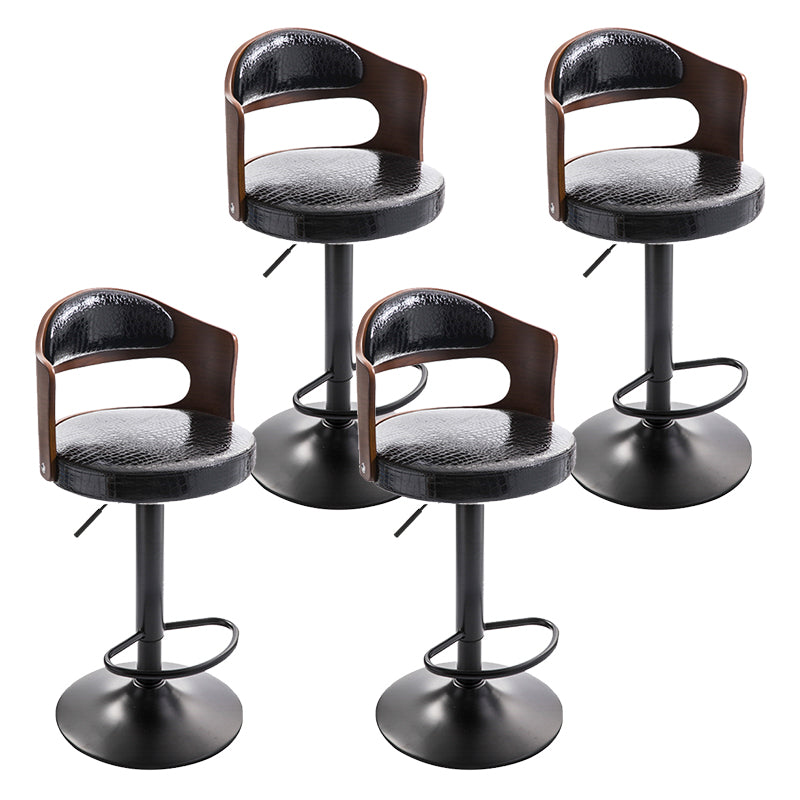 Modern Backrest Liftable Stool Iron Household Bar Stool with Cushion and Pedal
