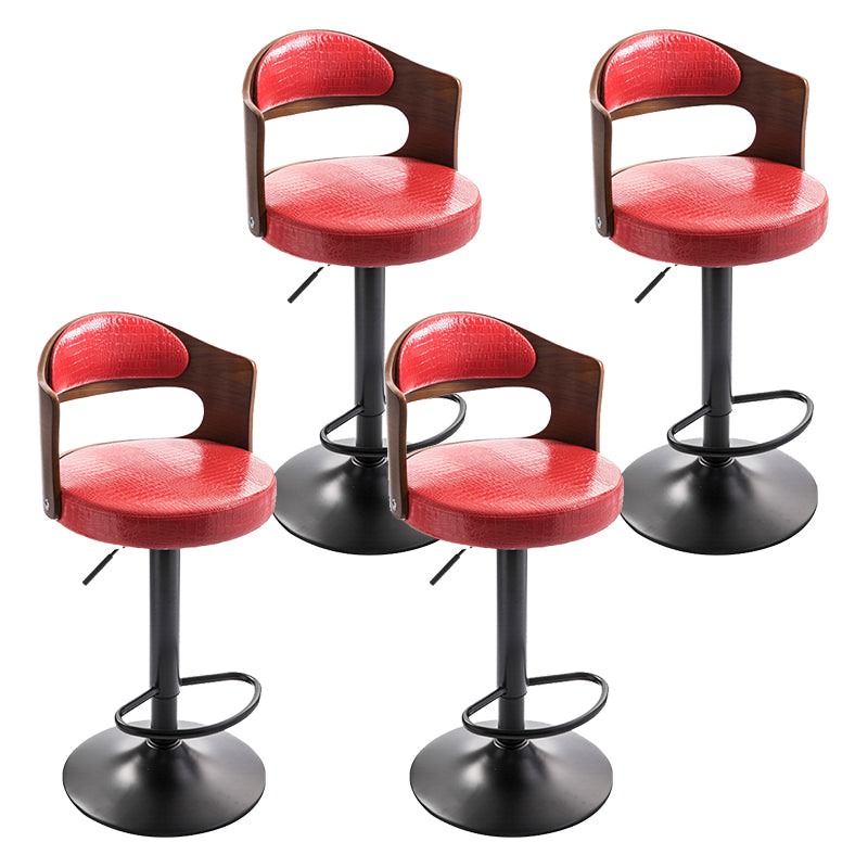 Modern Backrest Liftable Stool Iron Household Bar Stool with Cushion and Pedal