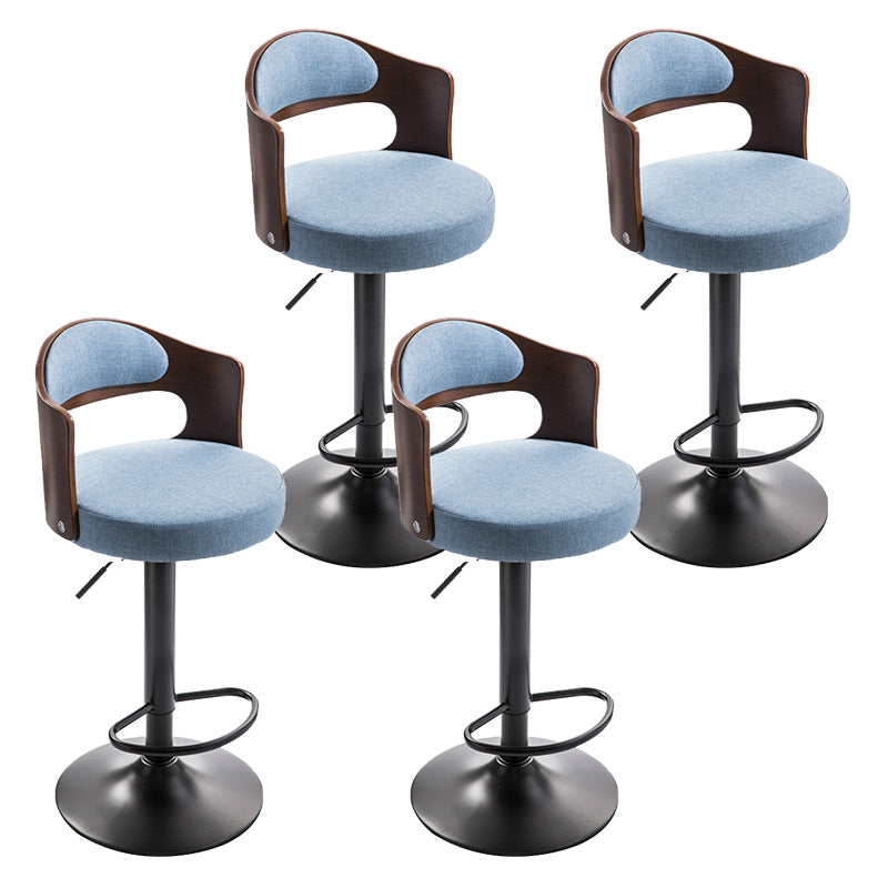 Modern Backrest Liftable Stool Iron Household Bar Stool with Cushion and Pedal