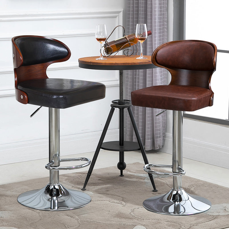 Modern Backrest Liftable Stool Steel Household Bar Stool with Cushion and Pedal