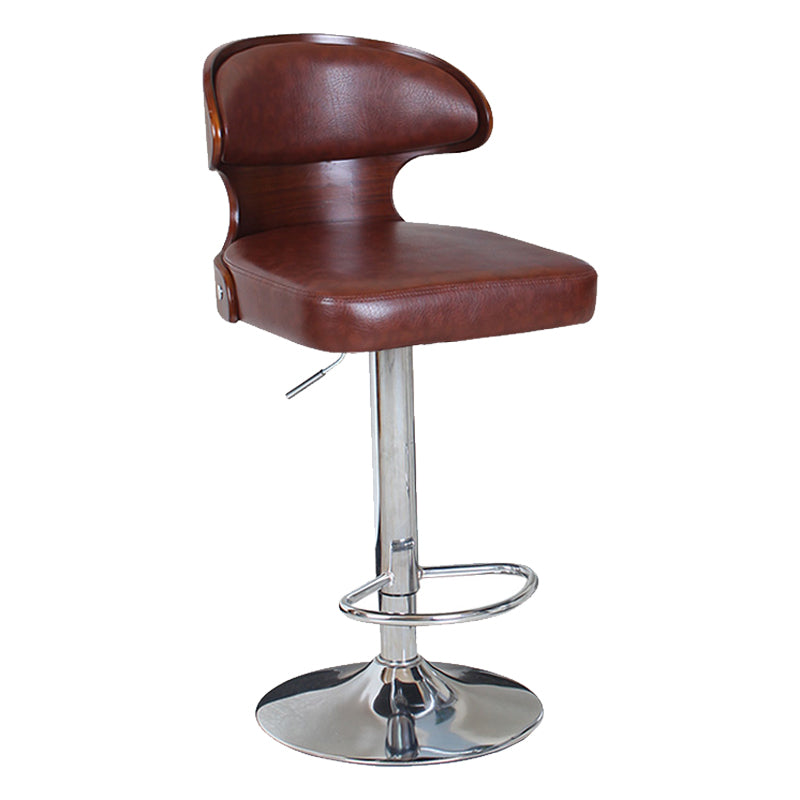 Modern Backrest Liftable Stool Steel Household Bar Stool with Cushion and Pedal