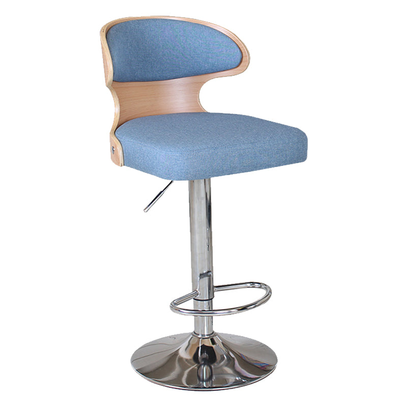 Modern Backrest Liftable Stool Steel Household Bar Stool with Cushion and Pedal
