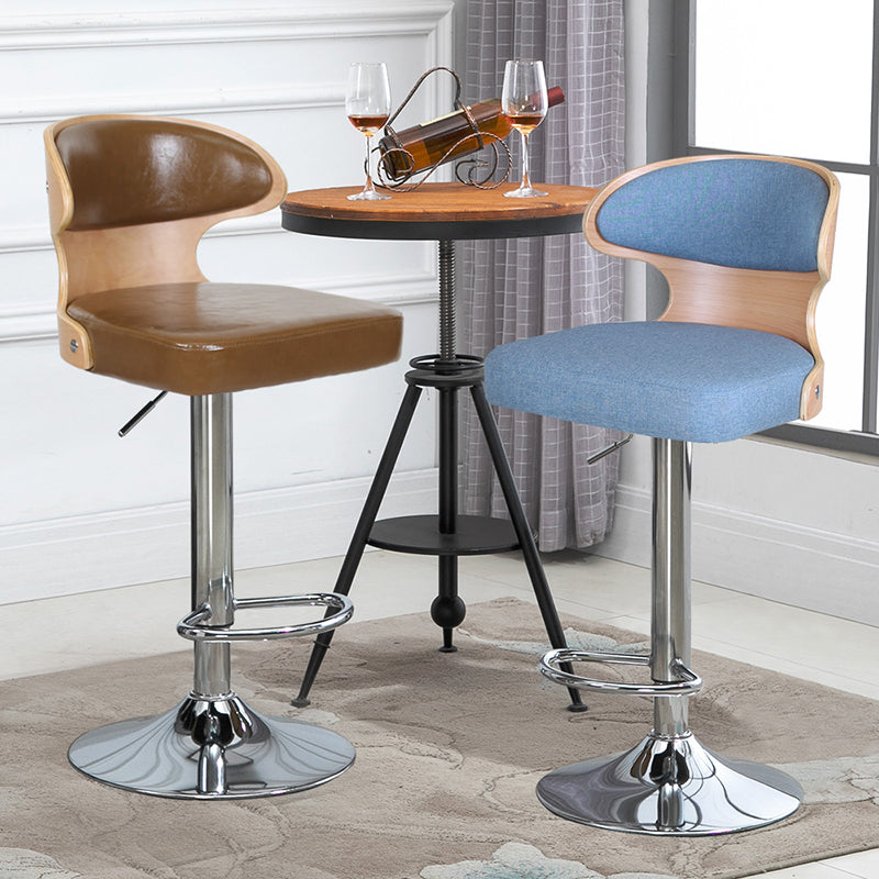 Modern Backrest Liftable Stool Steel Household Bar Stool with Cushion and Pedal