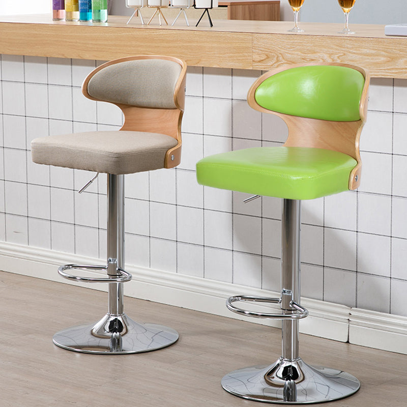 Modern Backrest Liftable Stool Steel Household Bar Stool with Cushion and Pedal