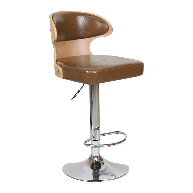 Modern Backrest Liftable Stool Steel Household Bar Stool with Cushion and Pedal
