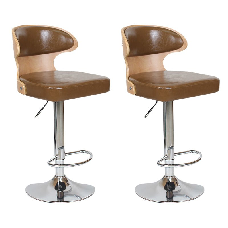 Modern Backrest Liftable Stool Steel Household Bar Stool with Cushion and Pedal