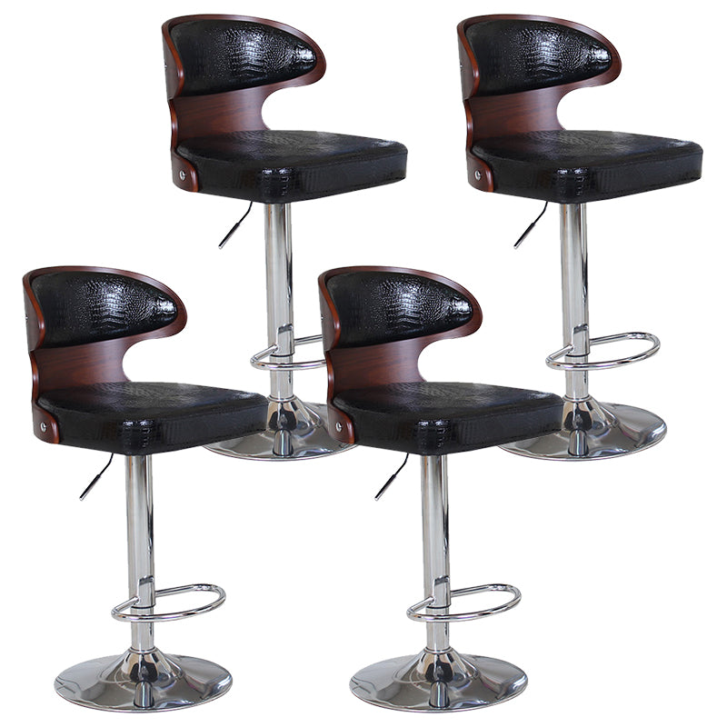 Modern Backrest Liftable Stool Steel Household Bar Stool with Cushion and Pedal