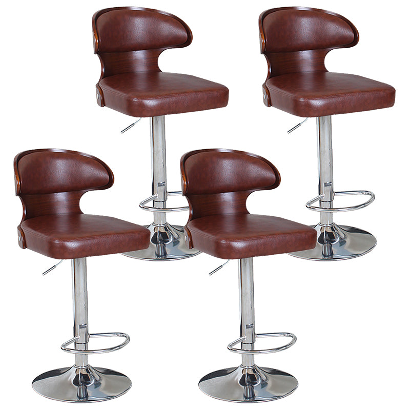 Modern Backrest Liftable Stool Steel Household Bar Stool with Cushion and Pedal