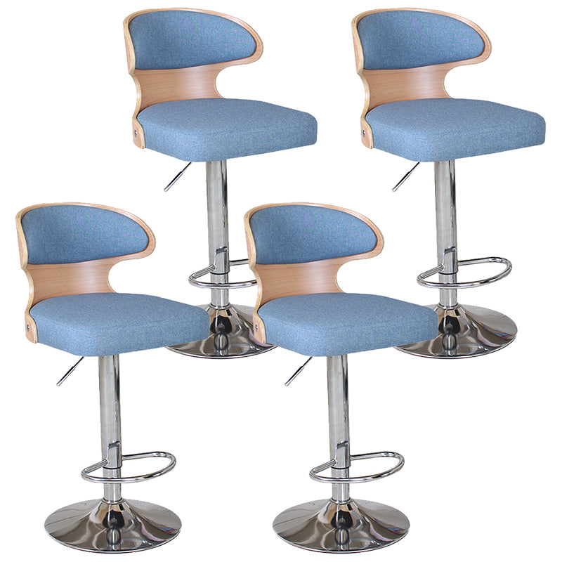Modern Backrest Liftable Stool Steel Household Bar Stool with Cushion and Pedal