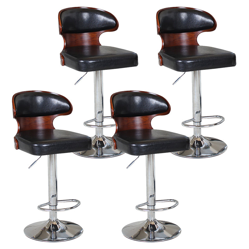 Modern Backrest Liftable Stool Steel Household Bar Stool with Cushion and Pedal