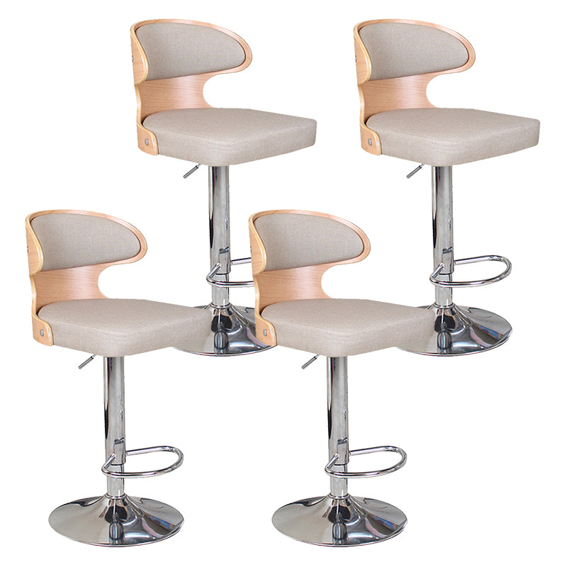 Modern Backrest Liftable Stool Steel Household Bar Stool with Cushion and Pedal