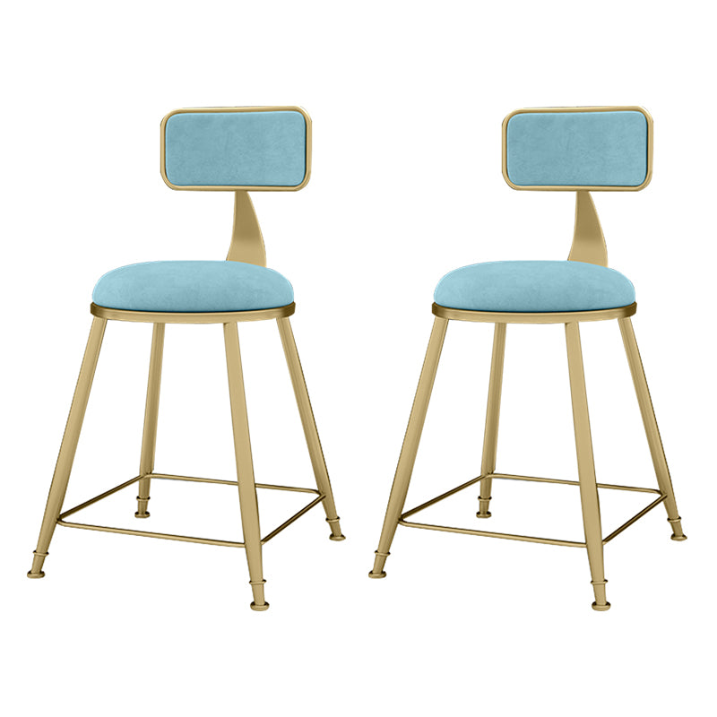 Glam Metal Upholstered Barstool Indoor Bar Stool With Cushion and Iron Legs