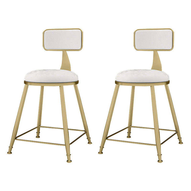 Glam Metal Upholstered Barstool Indoor Bar Stool With Cushion and Iron Legs