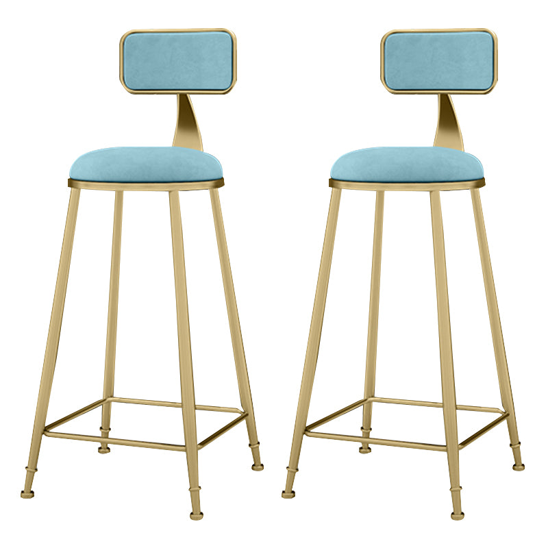 Glam Metal Upholstered Barstool Indoor Bar Stool With Cushion and Iron Legs