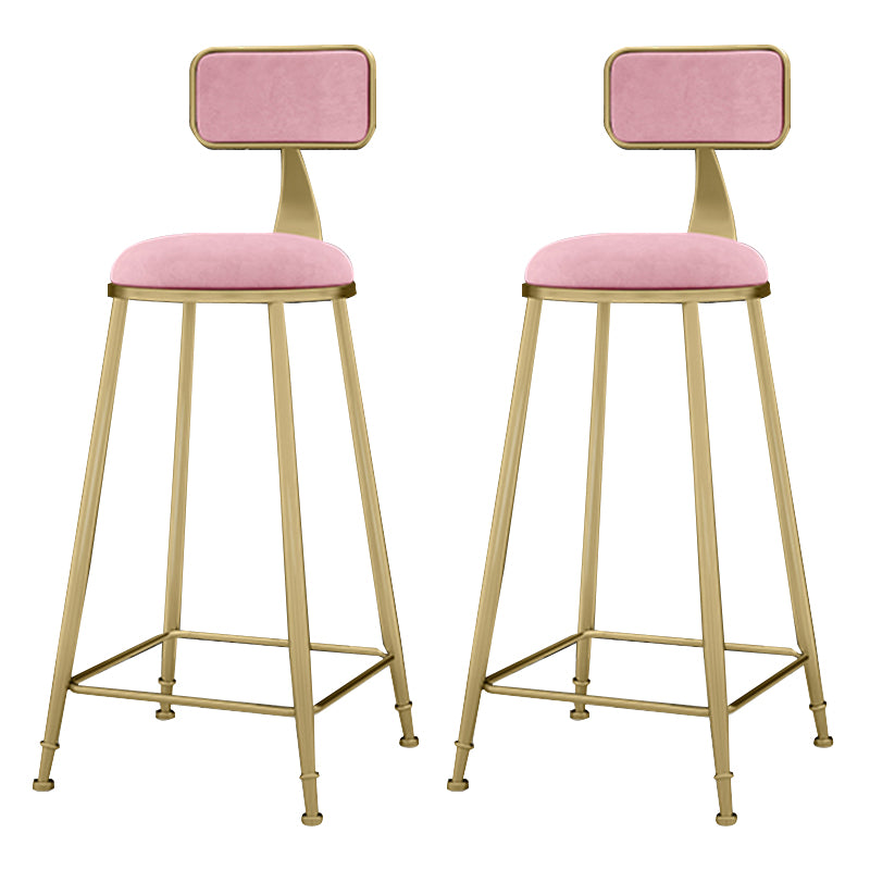 Glam Metal Upholstered Barstool Indoor Bar Stool With Cushion and Iron Legs