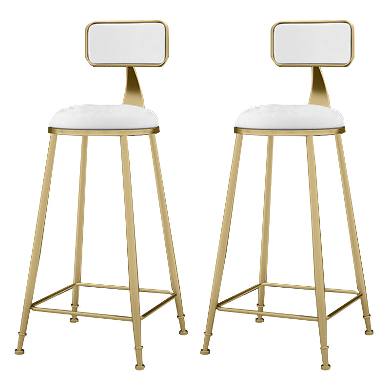 Glam Metal Upholstered Barstool Indoor Bar Stool With Cushion and Iron Legs