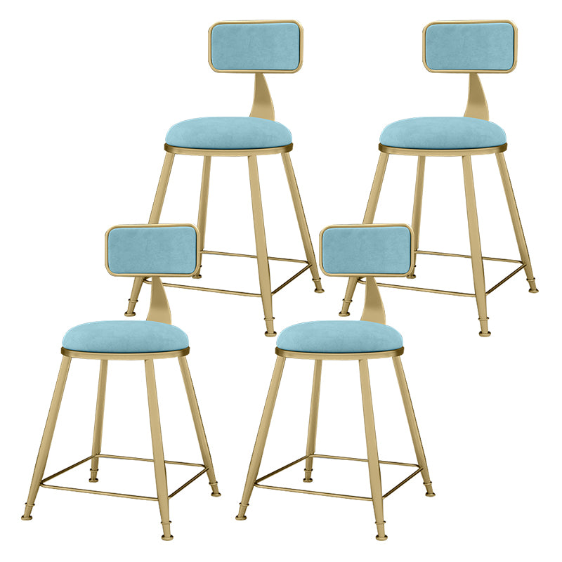 Glam Metal Upholstered Barstool Indoor Bar Stool With Cushion and Iron Legs