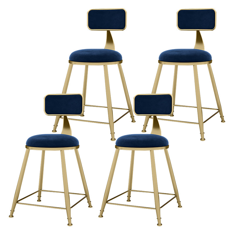 Glam Metal Upholstered Barstool Indoor Bar Stool With Cushion and Iron Legs