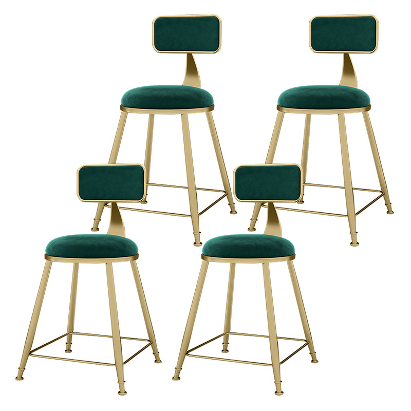 Glam Metal Upholstered Barstool Indoor Bar Stool With Cushion and Iron Legs