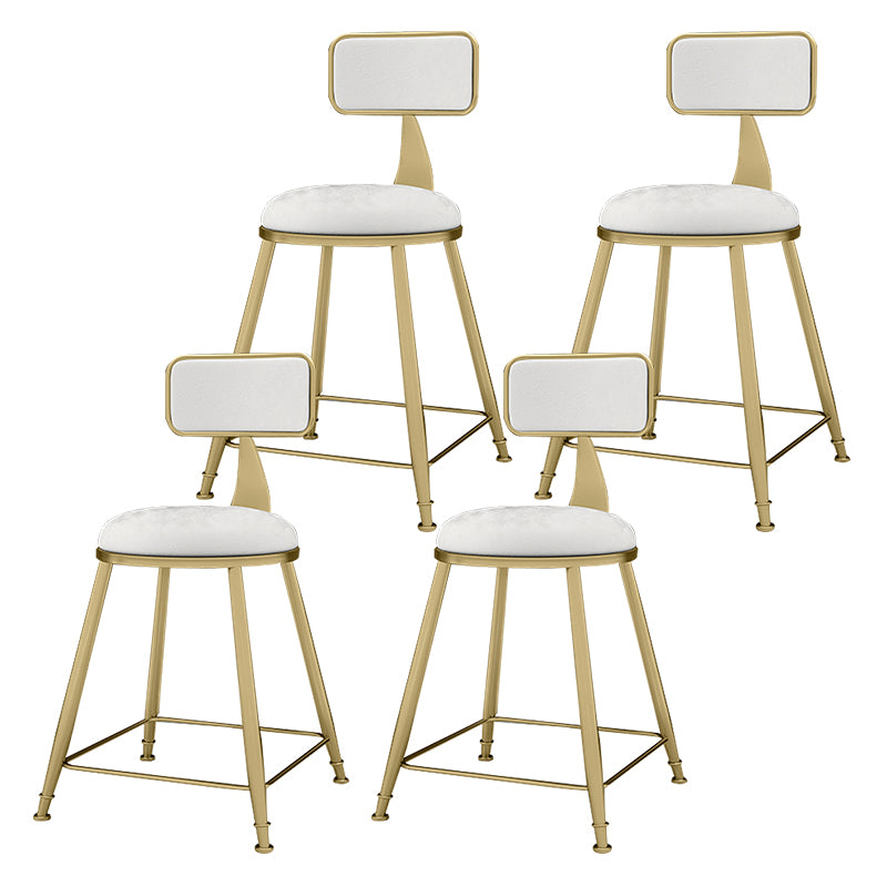 Glam Metal Upholstered Barstool Indoor Bar Stool With Cushion and Iron Legs