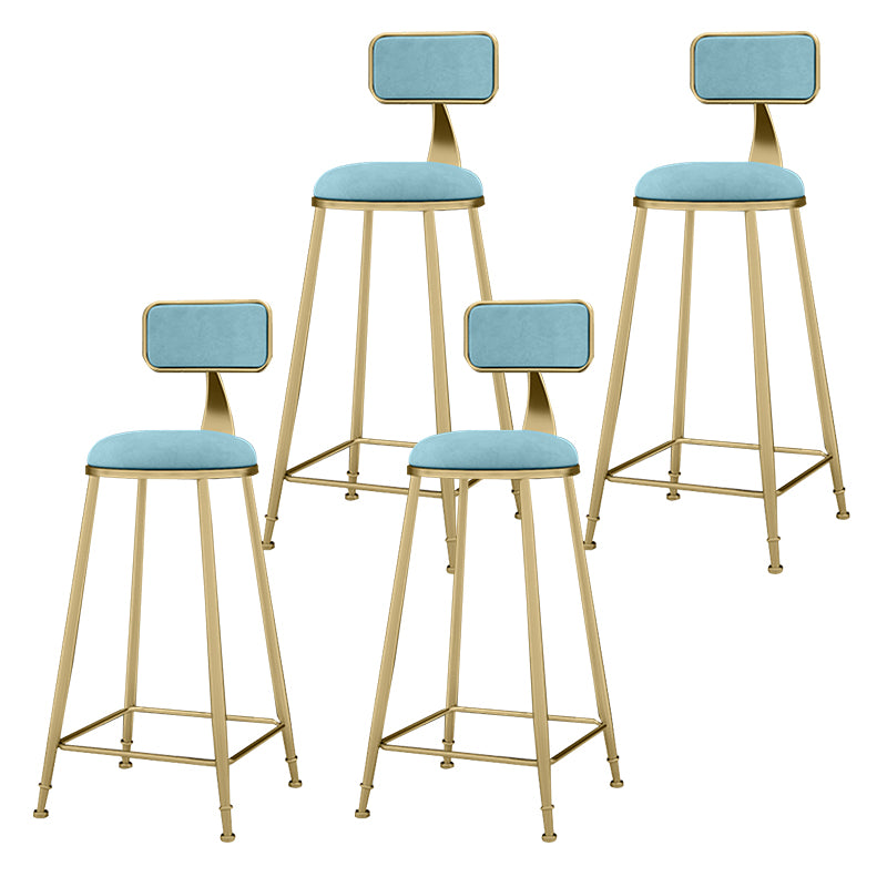 Glam Metal Upholstered Barstool Indoor Bar Stool With Cushion and Iron Legs