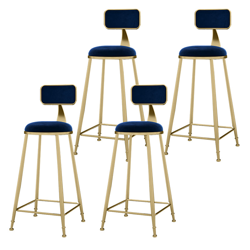 Glam Metal Upholstered Barstool Indoor Bar Stool With Cushion and Iron Legs