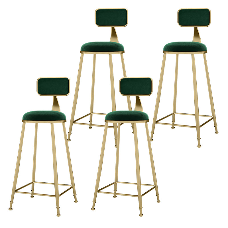 Glam Metal Upholstered Barstool Indoor Bar Stool With Cushion and Iron Legs