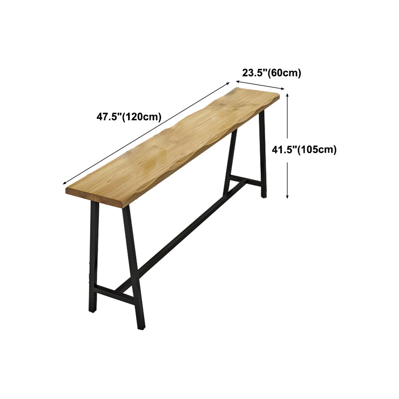 Solid Wood Indoor Counter Height Dining Table Specialty Trestle Patio Bar Table in Natural