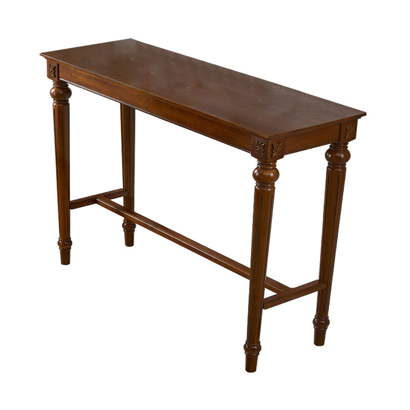 Brown Solid Wood Cocktail Bar Table Rectangle Footrest Indoor Bar/Dinette Table