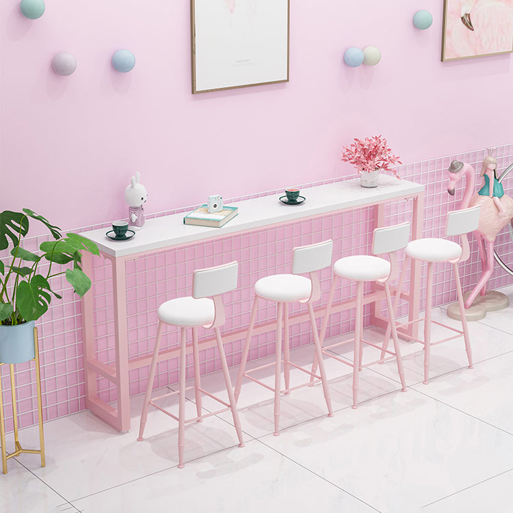 Café und Breakroom Moderne Pub/Stangentisch Rechteck Footstütze Pink Stangenhöhe Pubtisch Tisch