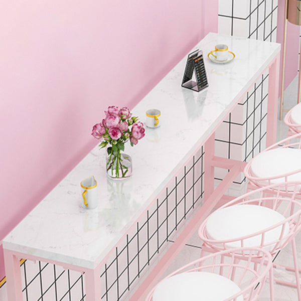 Café und Breakroom Moderne Pub/Stangentisch Rechteck Footstütze Pink Stangenhöhe Pubtisch Tisch