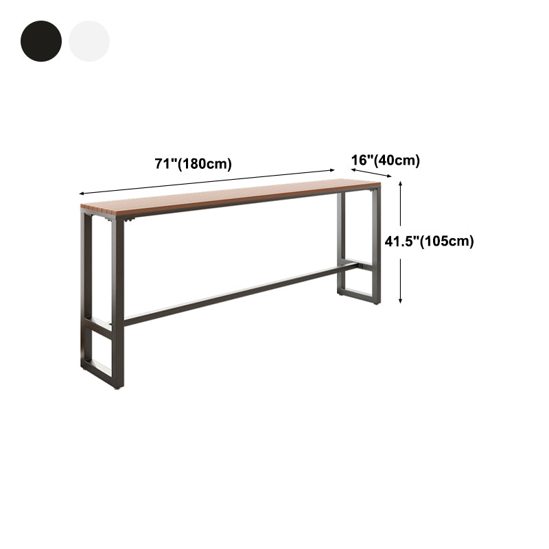 Outdoor Wood Footrest Hall/Pub Table Rectangle Bistro Bar Height Cocktail Table