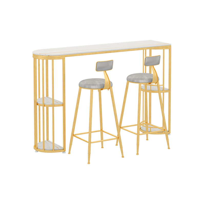 Modern Stone Storage Pub Height Dining Table Double Pedestal Indoor Bar Table, Only Table