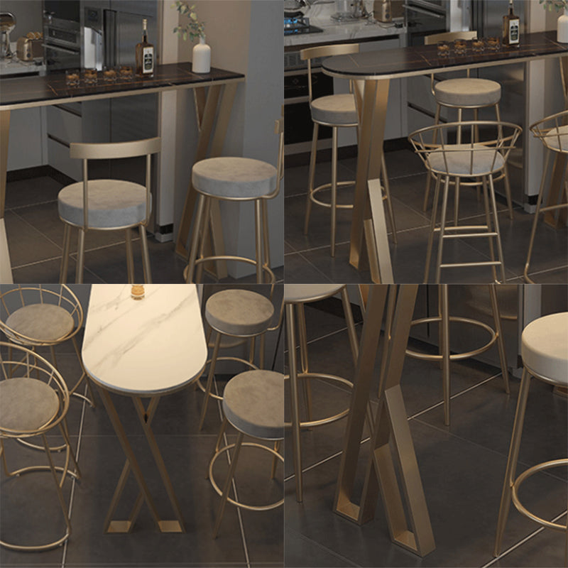 Tavolo da bar per pub in pietra glam tavolo da pranzo in ferro d'oro interno con doppio piedistallo