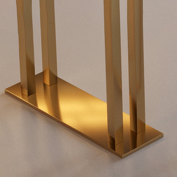 Mesa de barra rectangular glamorosa Mesa de comedor de barra de hierro de oro interior con pedestal de trineo, solo mesa