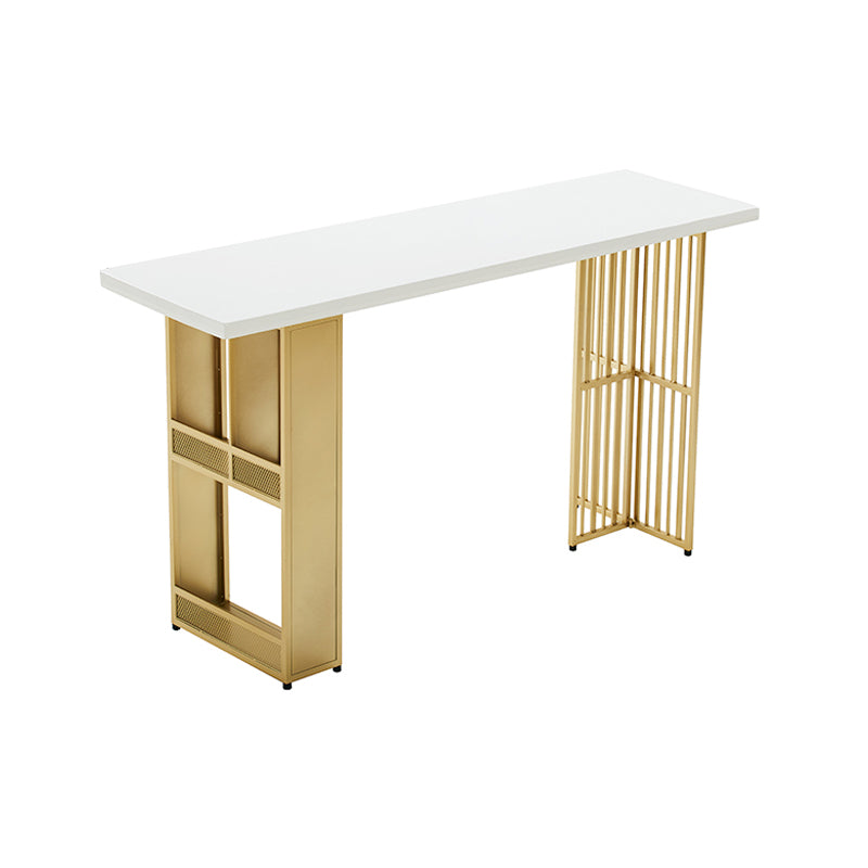 Tavolo da bar in glam rettangolo di pino pub in metallo interno tavolo da pranzo a doppio piedistallo con scaffale