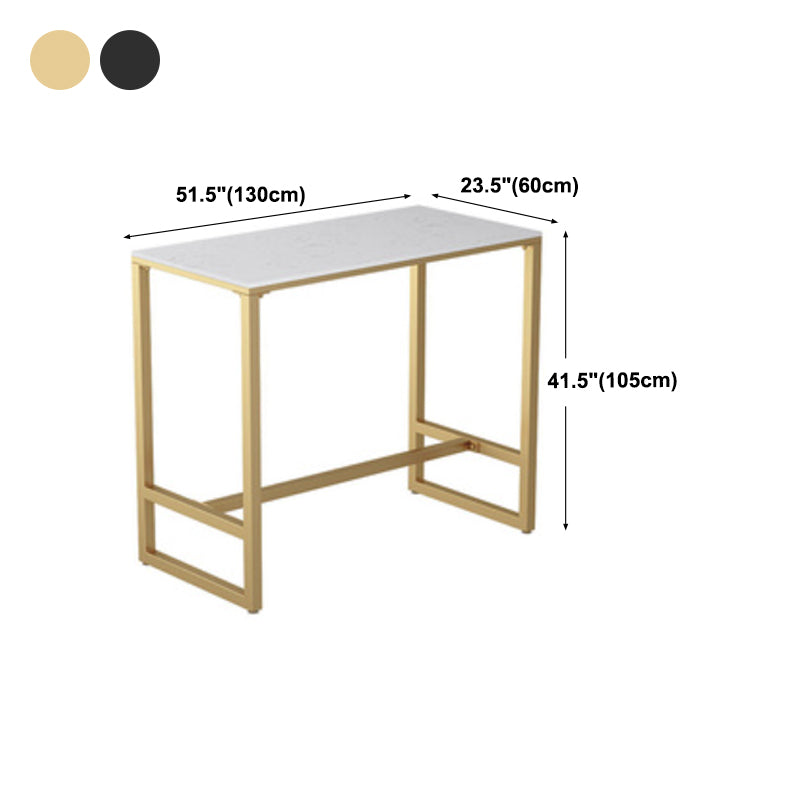 Glam White Faux Marble Bistro Table Indoor Iron Trestle Pedestal Bar Dining Table