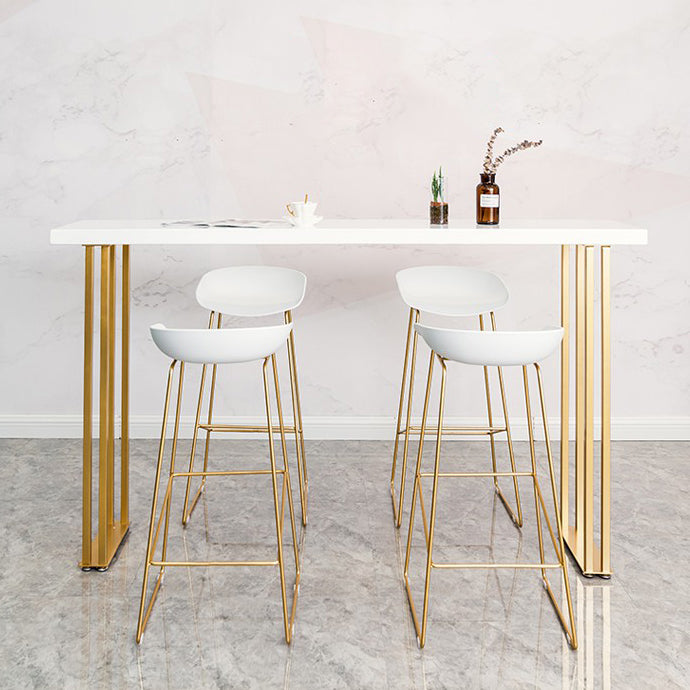 Dining Room Wood Top Counter Table Gold Base 42-inch Glam Style Bar Table