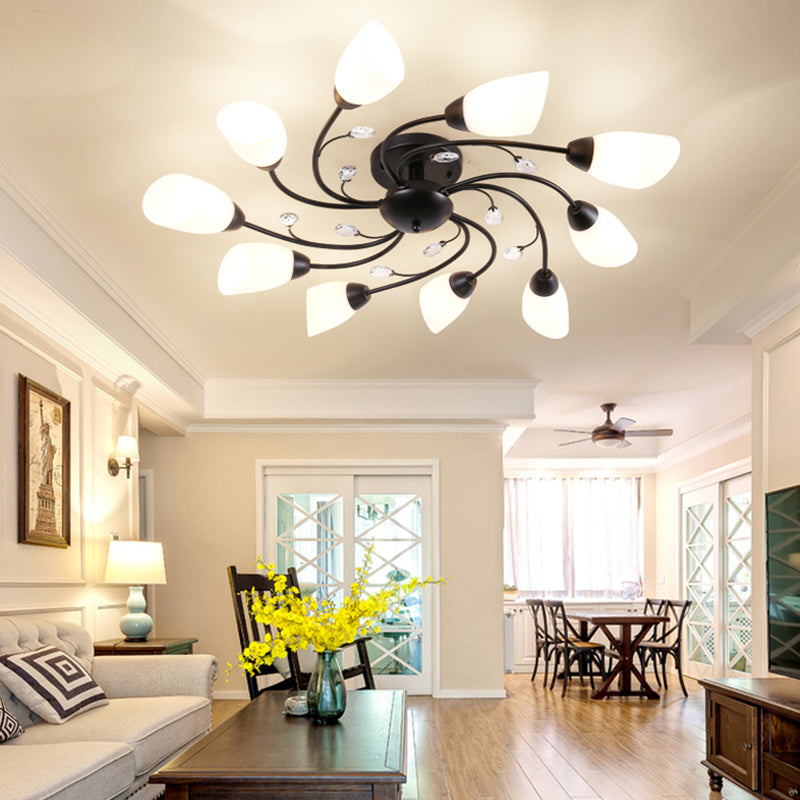 Black Flush Mounted Lamp Simple Style Glass Cone Ceiling Light Fixture