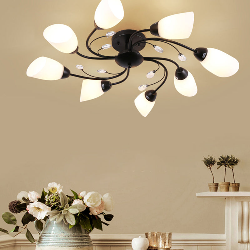 Black Flush Mounted Lamp Simple Style Glass Cone Ceiling Light Fixture