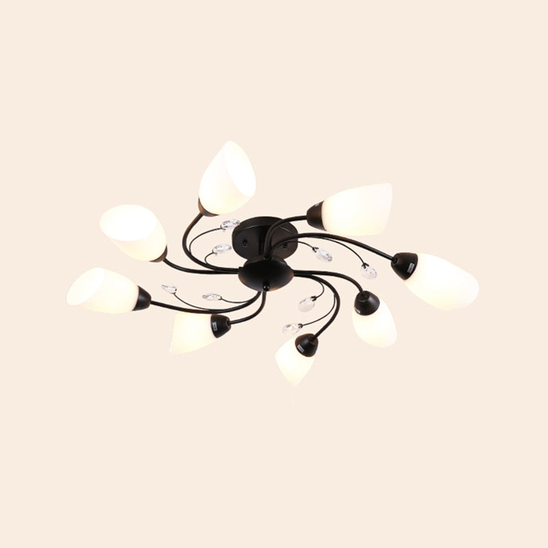 Black Flush Mounted Lamp Simple Style Glass Cone Ceiling Light Fixture