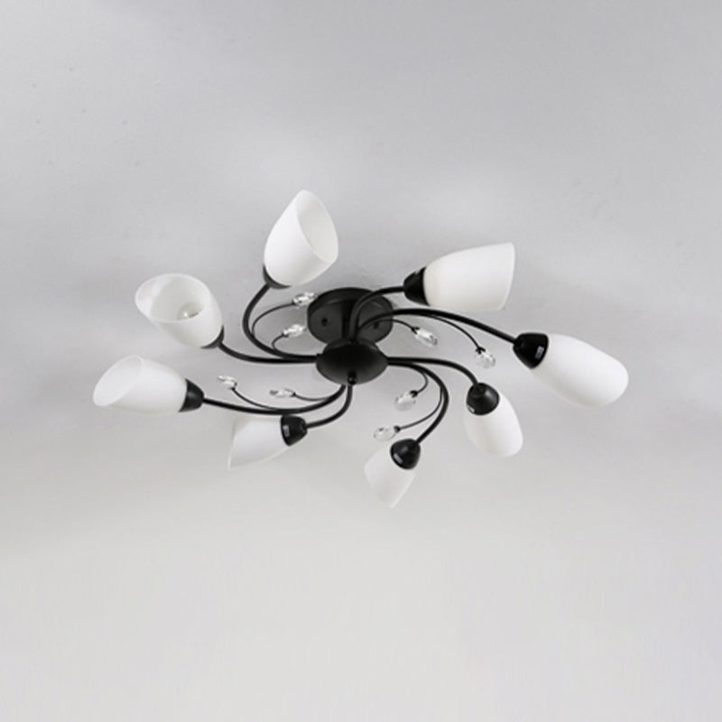 Black Flush Mounted Lamp Simple Style Glass Cone Ceiling Light Fixture
