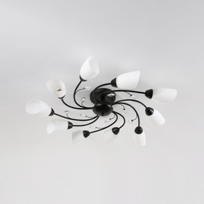 Black Flush Mounted Lamp Simple Style Glass Cone Ceiling Light Fixture