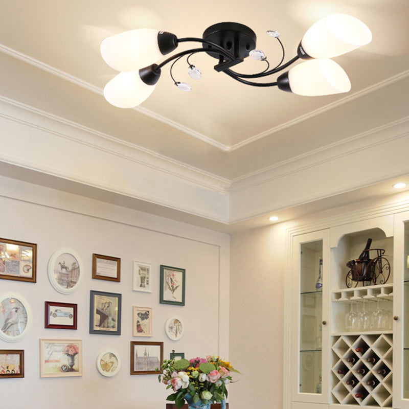 Black Flush Mounted Lamp Simple Style Glass Cone Ceiling Light Fixture