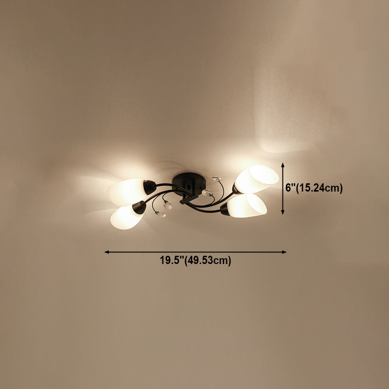 Black Flush Mounted Lamp Simple Style Glass Cone Ceiling Light Fixture