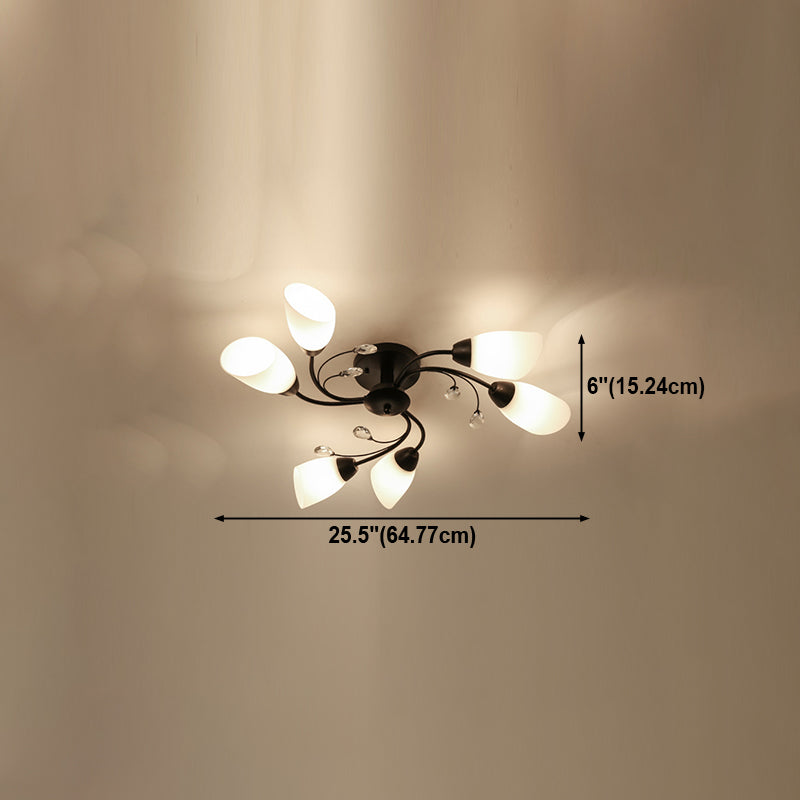 Black Flush Mounted Lamp Simple Style Glass Cone Ceiling Light Fixture