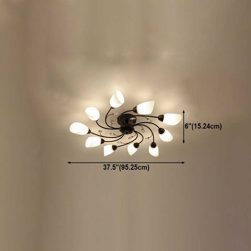 Black Flush Mounted Lamp Simple Style Glass Cone Ceiling Light Fixture