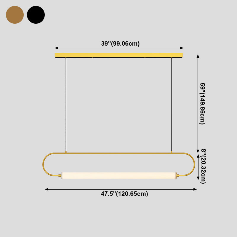 Lineal colgante isla luz contemporánea lámpara de lámpara de metal lámpara para comedor
