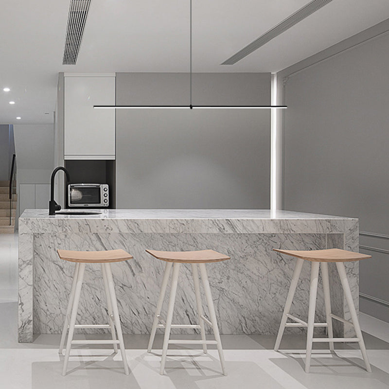 Modern Linear LED Island Light 1-Head Restaurant Pendant Lamp with Acrylic Shade